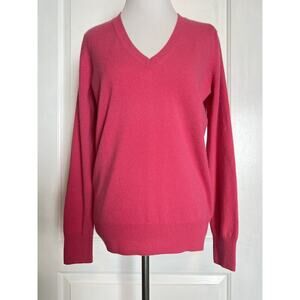 $225 FROM FUTURE Bright Pink V-Neck Pullover 100% Cashmere Sweater Designer M